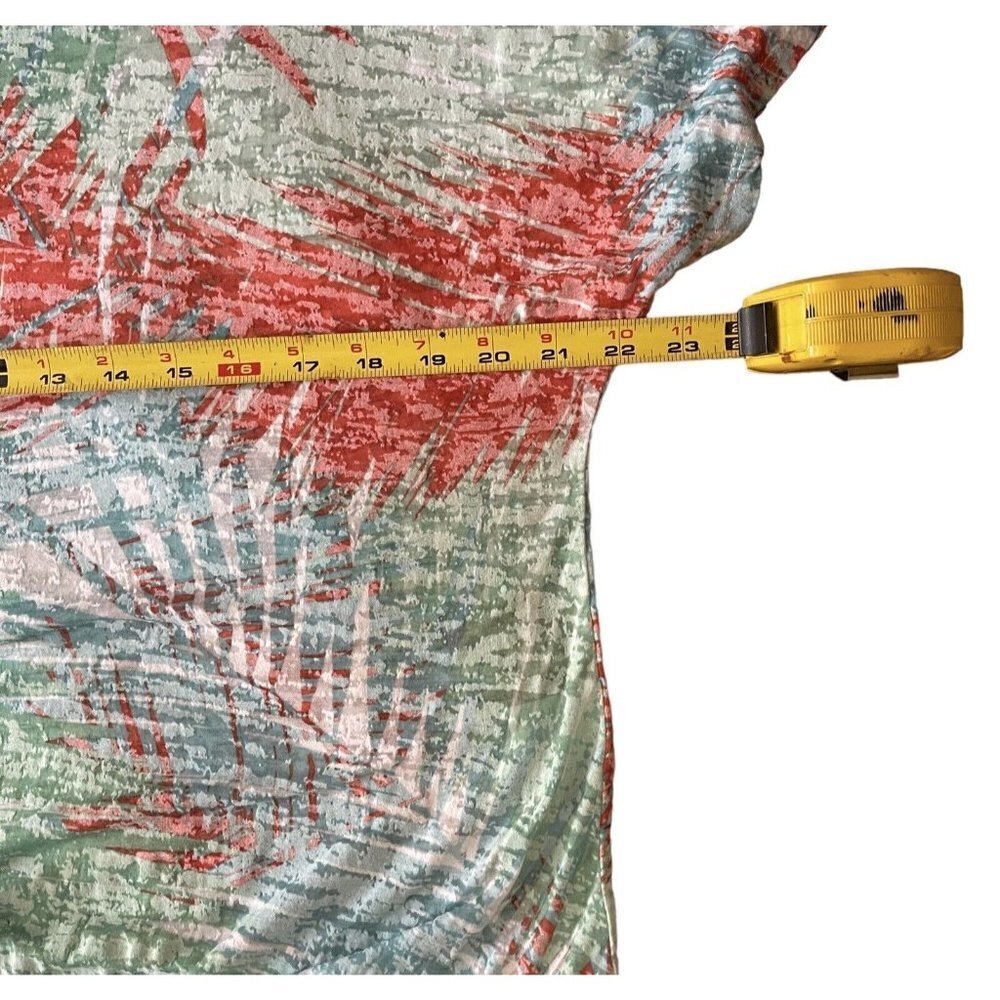 LARA LANE Petites Tie-Front Top Size PL Multicolor Scoop Neck Gemmed Burn-Out - Picture 11 of 14